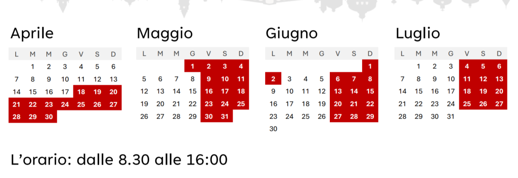 calendario giornate ticket ingresso venezia 