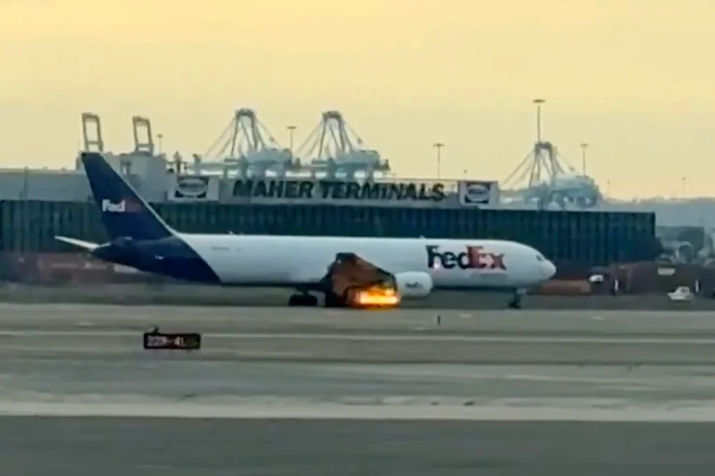 Aereo FedEx prende fuoco